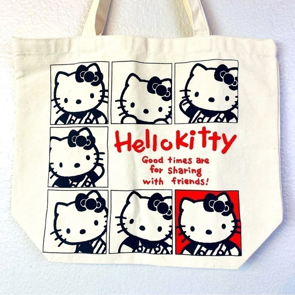 Sanrio Hello Kitty Cotton Canvas Tote Bag 17” x 14.5” x 5.5” - Picture 2 of 4